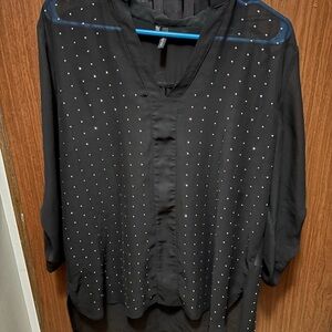 Maurices Black Blouse with Metallic Dots